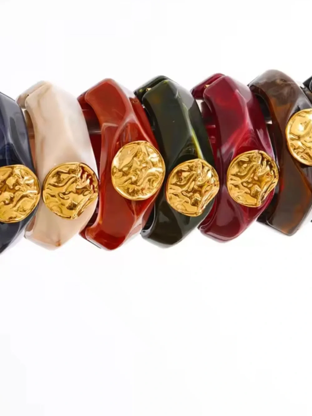 Modern Amber Caramel Gold Coin Bangle Bracelet